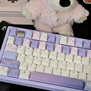 Dream Starry Sky PBT 141 keys Cherry Profile Keycaps Set, Cute Keycaps, Custom Keycaps