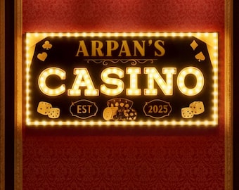 Personalized Casino Marquee Light Sign, Custom Poker Room Decor