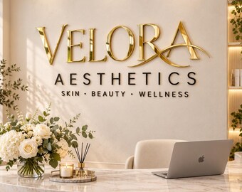 Custom Business Logo Sign, Personalized 3D Acrylic Wall Letters, Laser Cut Company Sign, Gold Mirror Salon Sign, Office Reception Wall Decor