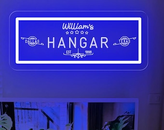 Custom Hangar Neon Sign, Personalized Aviation Decor, Pilot Gift