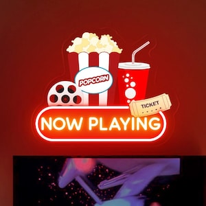 Custom family Movie Night neon sign, Personalized Home Theater light sign, Custom Movie Theatre sign, Theater Room Decor, Cinema Lovers Gift