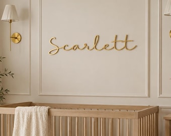 Personalized Nursery Name Sign, Custom Acrylic Baby Name Sign, Cursive Name Over Crib, Boho Neutral Nursery Wall Decor, Baby Shower Gift