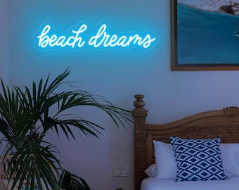 Beach Dreams Neon Sign, Coastal LED Wall Decor