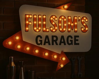 Retro Bar Marquee Arrow Light-Up Sign, Cocktail Lounge Decor