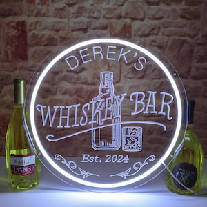 Personalisierte Bar Neon Schild, Open Bar Leuchtreklame, Whisky Cocktail Tequila Bar Schild, Light Up Bar Schild für Ehemann, Weihnachtsgeschenke, Bierschilder