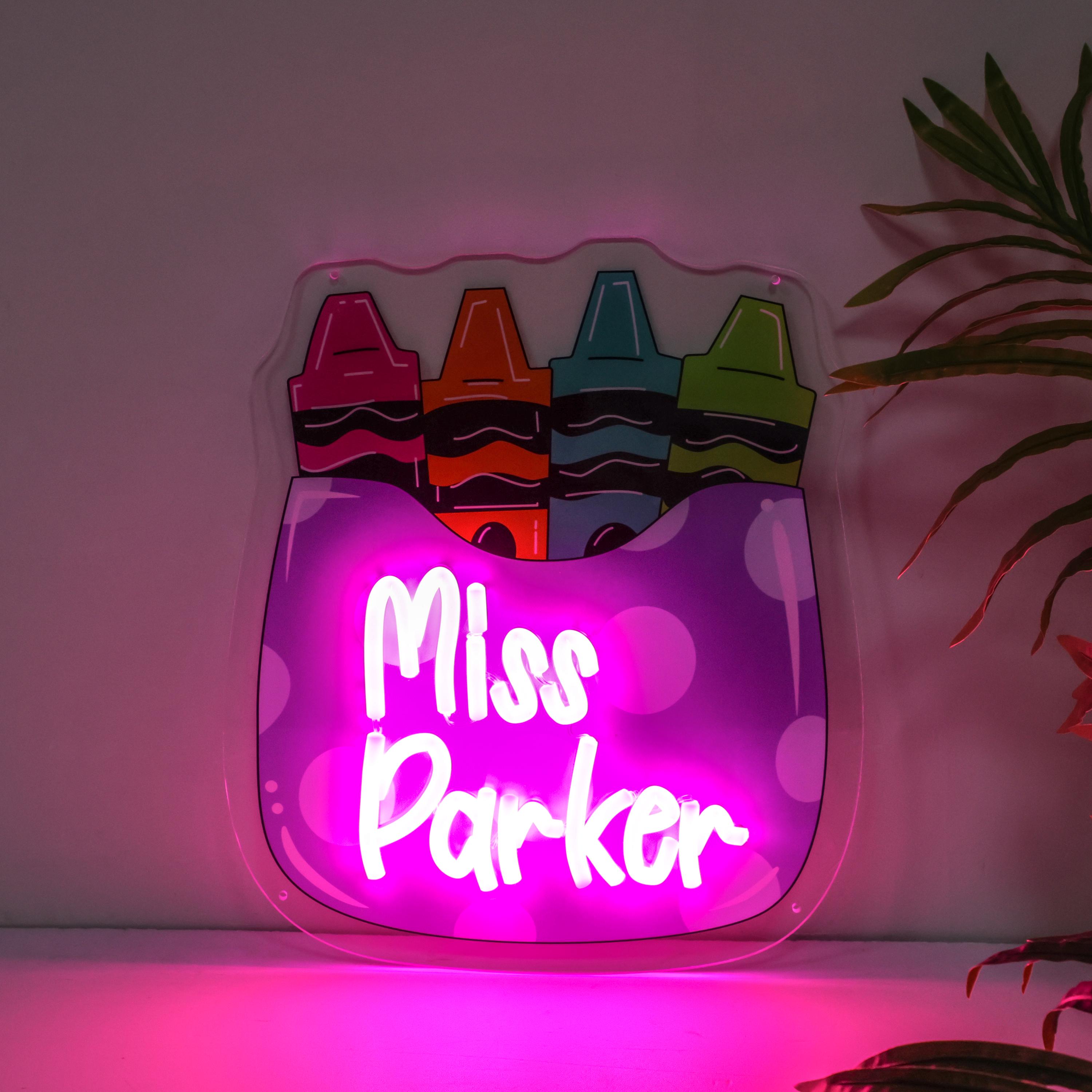 Personalized Crayon Box Teacher Name Neon Sign, Classroom Decor - Etsy