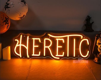 Heretic LED Neon Sign, Gothic Occult Wall Decor