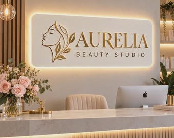 Custom LED Backlit Business Logo Sign, Personalized 3D Illuminated Wall Sign, Salon Reception Sign, Office Logo Decor, Light Up Brand Sign