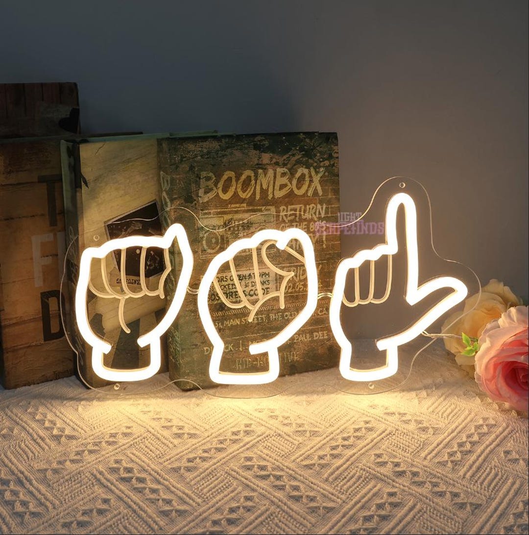 Custom Name ASL Neon Sign, Sign Language Teacher Gift - Etsy