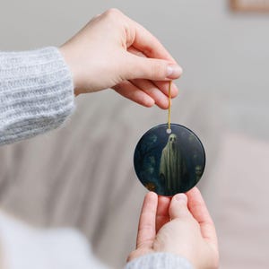 Spooky Ghost Ceramic Ornament: Double-Sided Halloween Decor