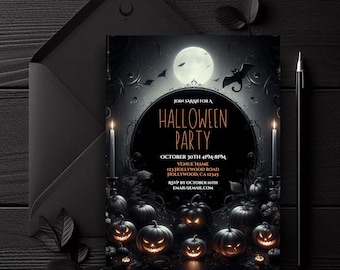 Editable Halloween Party Invitation, Halloween Party Invite, Halloween Birthday Invitation, Costume Party, Gothic Halloween Party