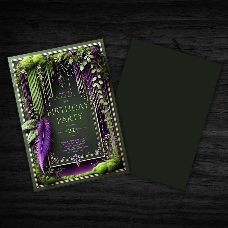 Forest Rave Invite Editable Boho Forest Birthday Party Invitation, Printable Garden Party ...