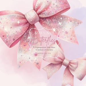 Transform your creative projects with our enchanting "Bows and Butterflies Clipart Set." This set includes 8 beautifully designed, high-resolution PNG files, perfect for adding a touch of magic and elegance to any creation.
