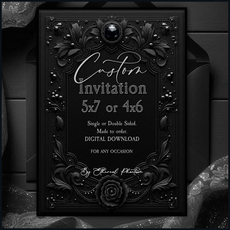 Custom Invitation my style, Digital Download, Bring your Ideas, Birthdays Bridal Wedding Holiday Events, exclusive, Invitation Design, photo, gothic,