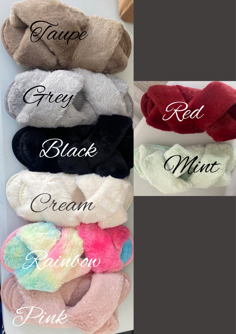 Personalised fluffy slippers slippers for her initial slippers bridesmaid Mothers Day image 5