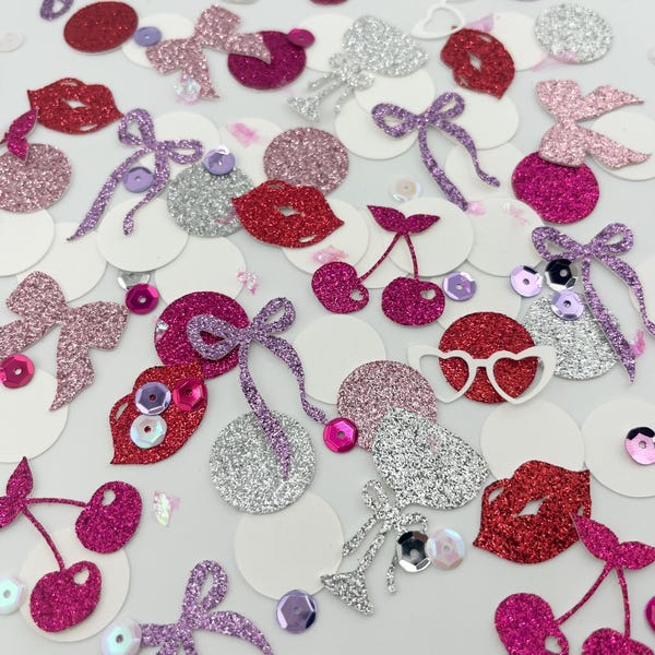 150 Pieces Short N’ Sweet Confetti | Sabrina Carpenter Party Decor | Bachelorette Party Decorations | Pink Purple Party Table Decor