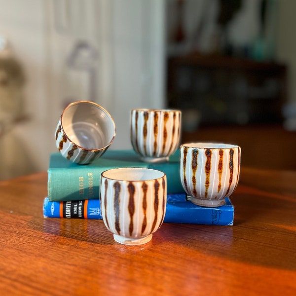 VINTAGE 4-Piece set of Handmade Ceramic Cups, perfect for boho, eclectic design styles