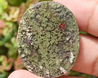 Beautiful Green Forrest Java Moss Agate Cabochon , Pendant Necklace Gemstone Jewelry Material.