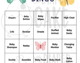 Butterfly Baby Shower Bingo Cards