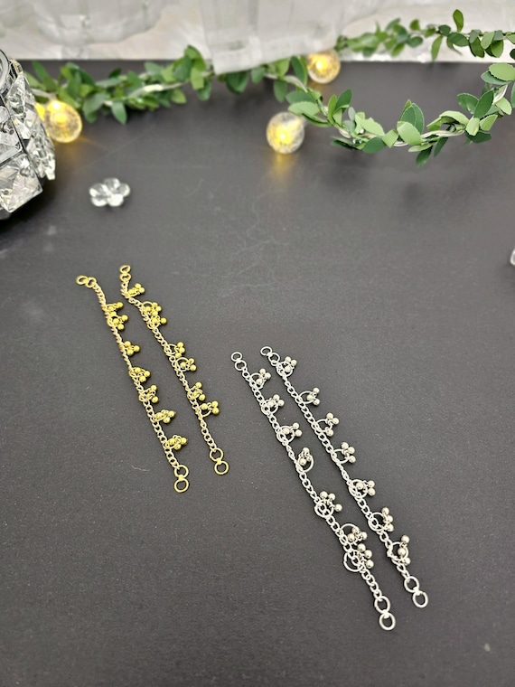Ear Chain/Kaan Chain - Beautiful handcrafted ear support chains with Ghungroos, designed to elevate your jhumkas or earrings effortlessly.