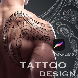 Tattoo design for men | Maori tattoo half back | Digital download drawing | Printable back stencil | Custom Tattoo