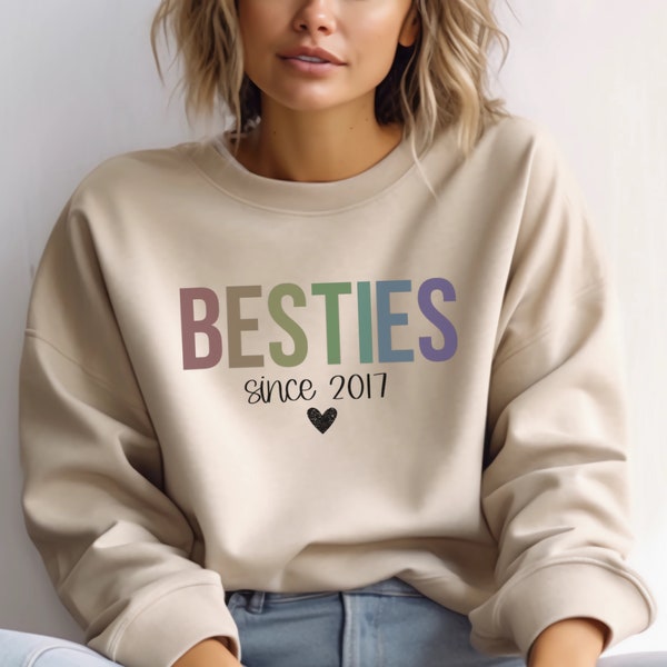 Custom Besties Sweatshirt, Personalized Best Friend Birthday Gift, Sisters Sweater, BFF Gift, Custom Womens Besties Outfit, Friends Pullover