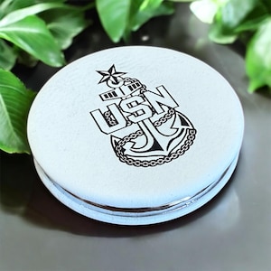 Navy Chief Gift Compact Mirror, Chick Chief, Laser Engraved Senior Chief, Master Chief Anchors, We Can Do It, Chic Chief
