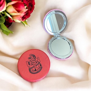 Navy Chief Retirement Compact Mirror, Chick Chief, Laser Engraved Senior Chief, Master Chief Anchors, We Can Do It, Chic Chief