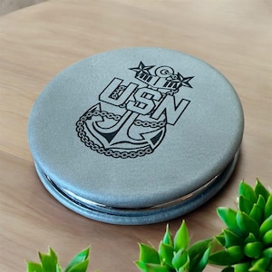 Navy Chief Veterans Day Gift Compact Mirror, Chick Chief, Laser Engraved Senior Chief, Master Chief Anchors, We Can Do It, Chic Chief