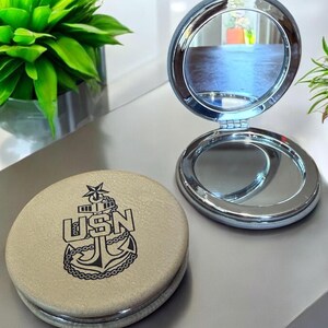Navy Chief Mothers Day Compact Mirror, Chick Chief, Laser Engraved Senior Chief, Master Chief Anchors, We Can Do It, Chic Chief, Gift