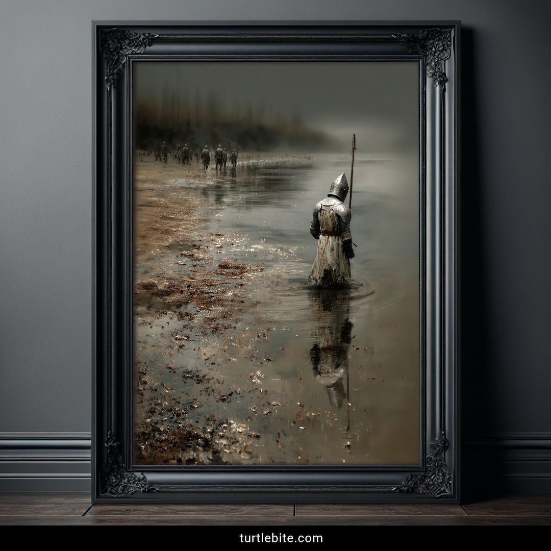 Medieval Knight Art Print, Dark Fantasy Battle Poster, Gothic Warrior ...