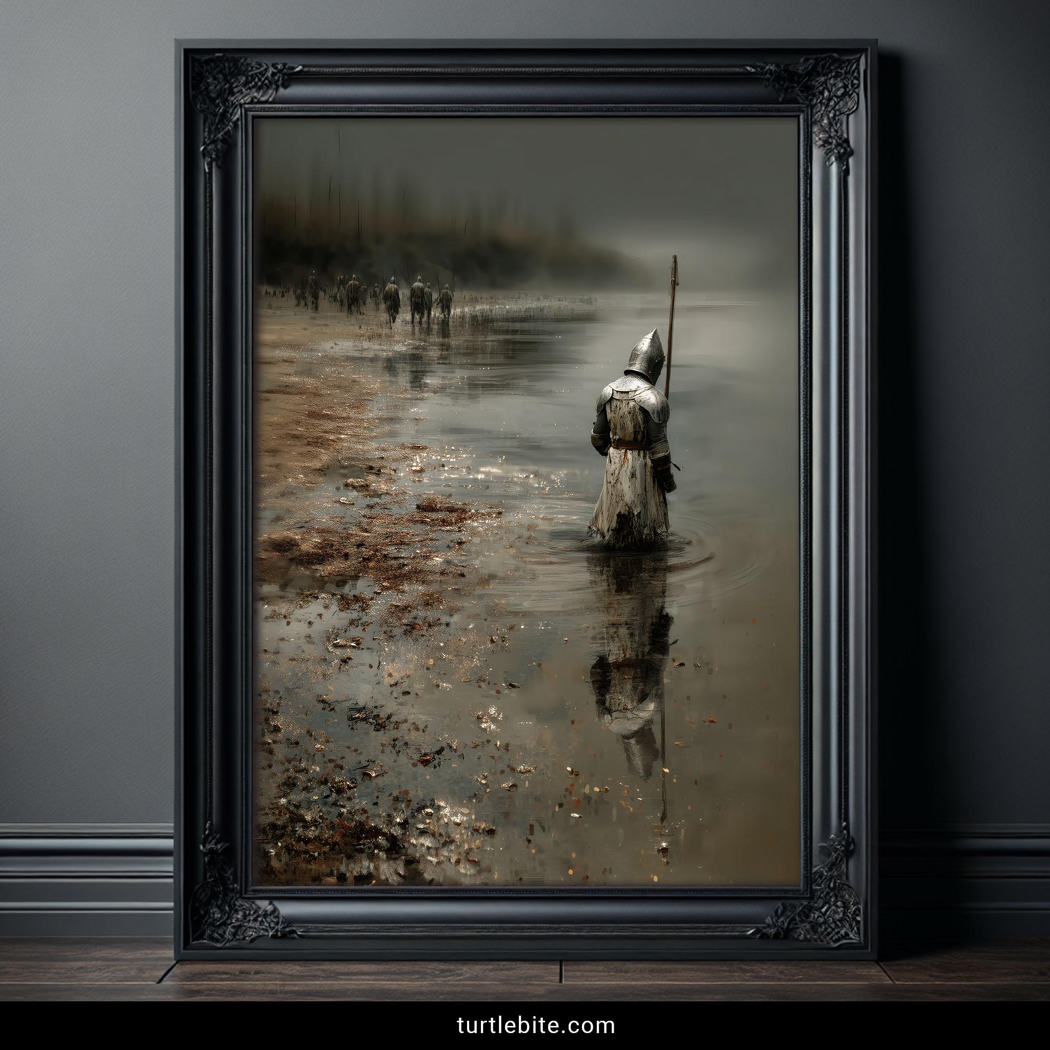 Medieval Knight Art Print, Dark Fantasy Battle Poster, Gothic Warrior ...