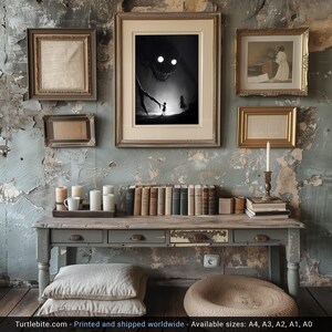 Monster Poster: Mysterious Kids Playing with Huge Creature, Dark Illustration, Nightmare Extra Large Wall Art, Witchy Frightening Prints image 10