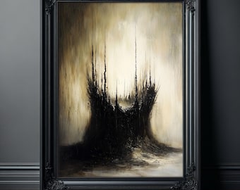 Pôster abstrato gótico 'O Ninho', impressão de arte sombria, arte de parede misteriosa e assustadora, decoração vitoriana para casa, presente para bruxas, pintura de bruxaria