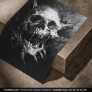 Creepy Screaming Skull Wanddekor, Schwarz und Weiß Horror Poster Kunstdruck, Analog Horror, Gruselige Bilder, Creepy Sachen, Memento Mori Bild 8