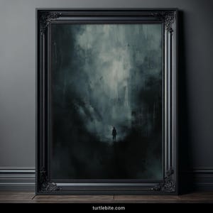Dark Art Print, Solitude in the Void Poster, Moody Atmospheric Wall Art, Existential Surreal Poster
