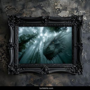 Dragon Art Print, Dark Fantasy Poster of Misty Forest Creature, Gothic Mythical Beast Wall Decor, Moody Atmospheric Home Art image 9