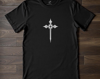 Gothic Cross Tee - Dark Aesthetic Black T-Shirt with White Cross Design - Alternative Gothic Fashion Streetwear Apparel