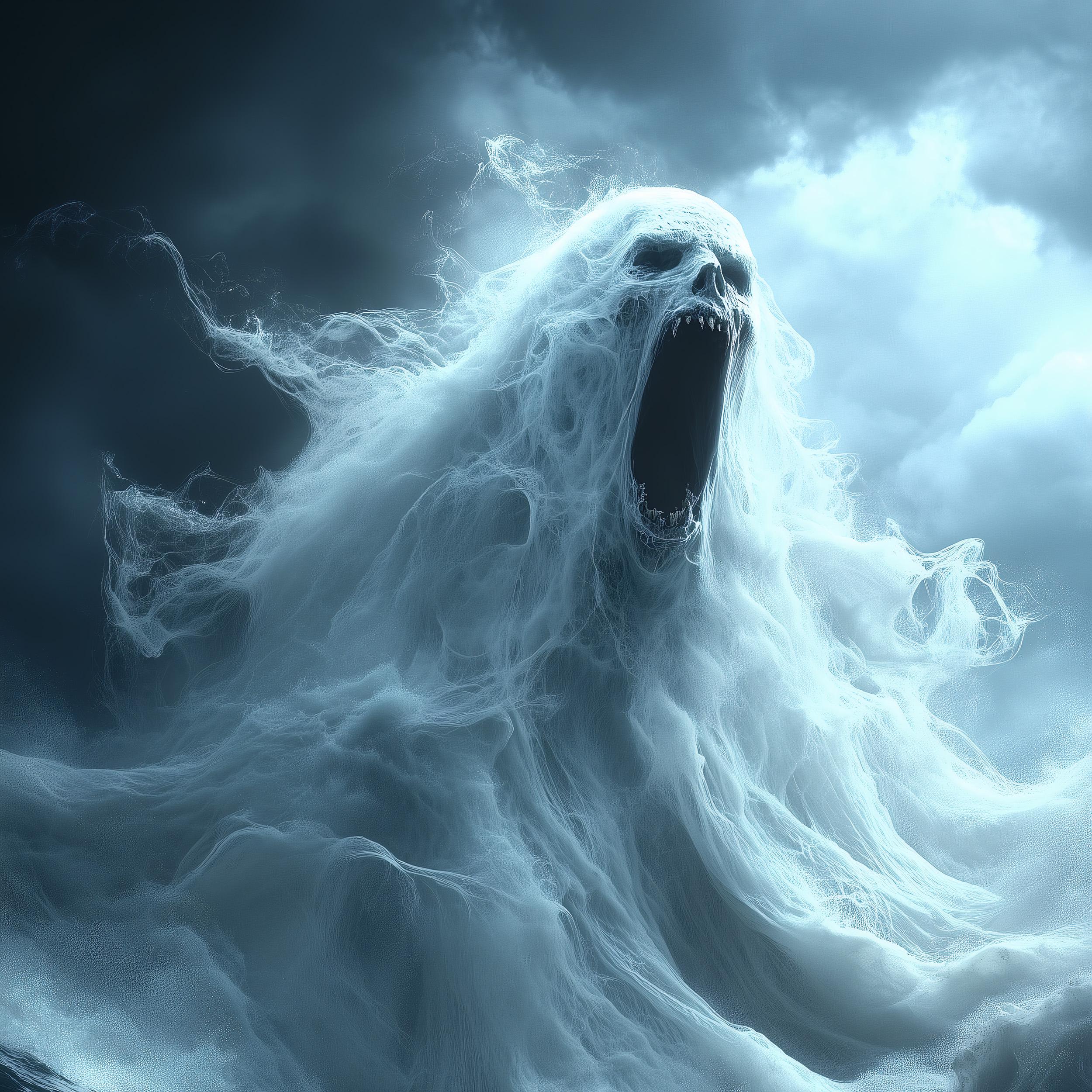 Terrifying Ocean Ghost Poster Print, Dark Sea Spirit Screaming