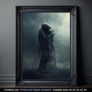 Póster de Amor Eterno Oscuro, Impresión Artística Romántica, Decoración Gótica Romántica para el Hogar, Póster Premium en Papel Semibrillante (A4, A3, A2, A1, A0)