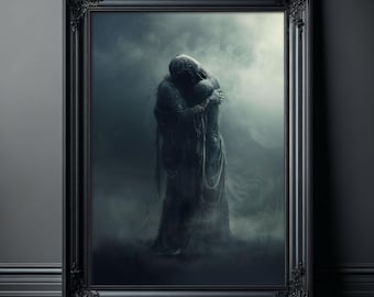 Dark Eternal Love Poster, Romantic Moody Art Print, Gothic Romance Home Decor, Premium Semi-Glossy Paper Poster A4,A3,A2,A1,A0