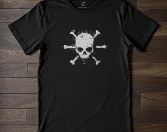 Camiseta de caveira - Camiseta gótica com ossos cruzados | Roupas Dark Art Grunge | Camiseta de moda alternativa punk rock | Presente de streetwear ousado