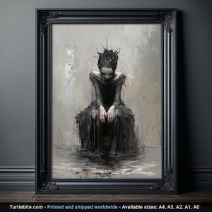 The Forgotten Princess Gothic Painting, Dark Moody Wall Art, Victorian Witchcraft Print, Dark Fantasy Artwork, Bizarre Beautiful Collectible