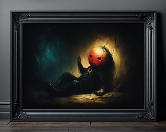 Creepy Cute Puppet Art Print, Surreal Horror Poster, Dark Bizarre Wall Art, Gothic Nightmare Decor, Disturbing Strange Artwork
