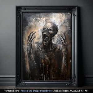 Pintura al óleo cruda y aterradora del alma abandonando el cuerpo, póster gótico oscuro, imágenes de miedo, arte mural sombrío, cosas espeluznantes, pintura perturbadora