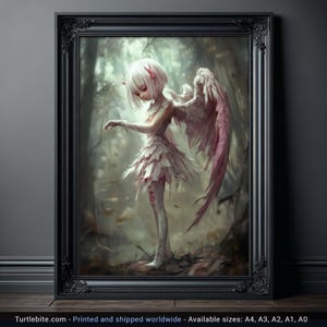 Dark Angel Art Print - Gothic Fallen Angel Poster, Melancholic Fantasy Wall Decor, Dark Aesthetic Bedroom Art, Gothic Home Decor
