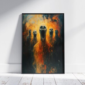 Scremes from Hell Poster, Dark Gothic Öl Malerei, Horror Kunstdruck, Gruselige Bilder, Gruselige Sachen, Demonic Paintings, Goth Kunstwerk