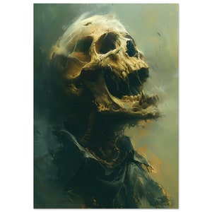 Spookachtige schreeuwende schedelschilderij, griezelig griezelige muurkunst, enge foto's, horrorkunstwerken, griezelig spul, macabere decoratie, gotische foto A0 (84.1 x 118.9  cm)