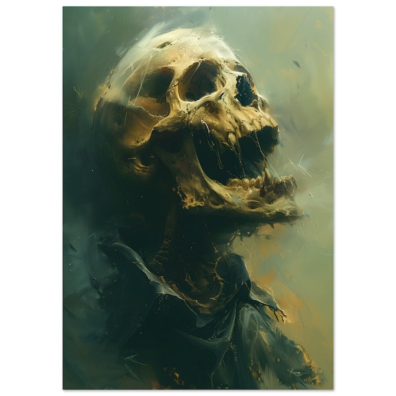 Spookachtige schreeuwende schedelschilderij, griezelig griezelige muurkunst, enge foto's, horrorkunstwerken, griezelig spul, macabere decoratie, gotische foto A0 (84.1 x 118.9  cm)