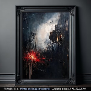 Abstract Art Poster, Dark Moody Apocalypse Oil Painting, Extra Large Wall Art Prints, Dark Academia Victorian Large Painting, Gothic Gifts